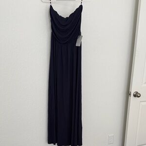 Elegant navy Blue  Strapless Maxi Dress